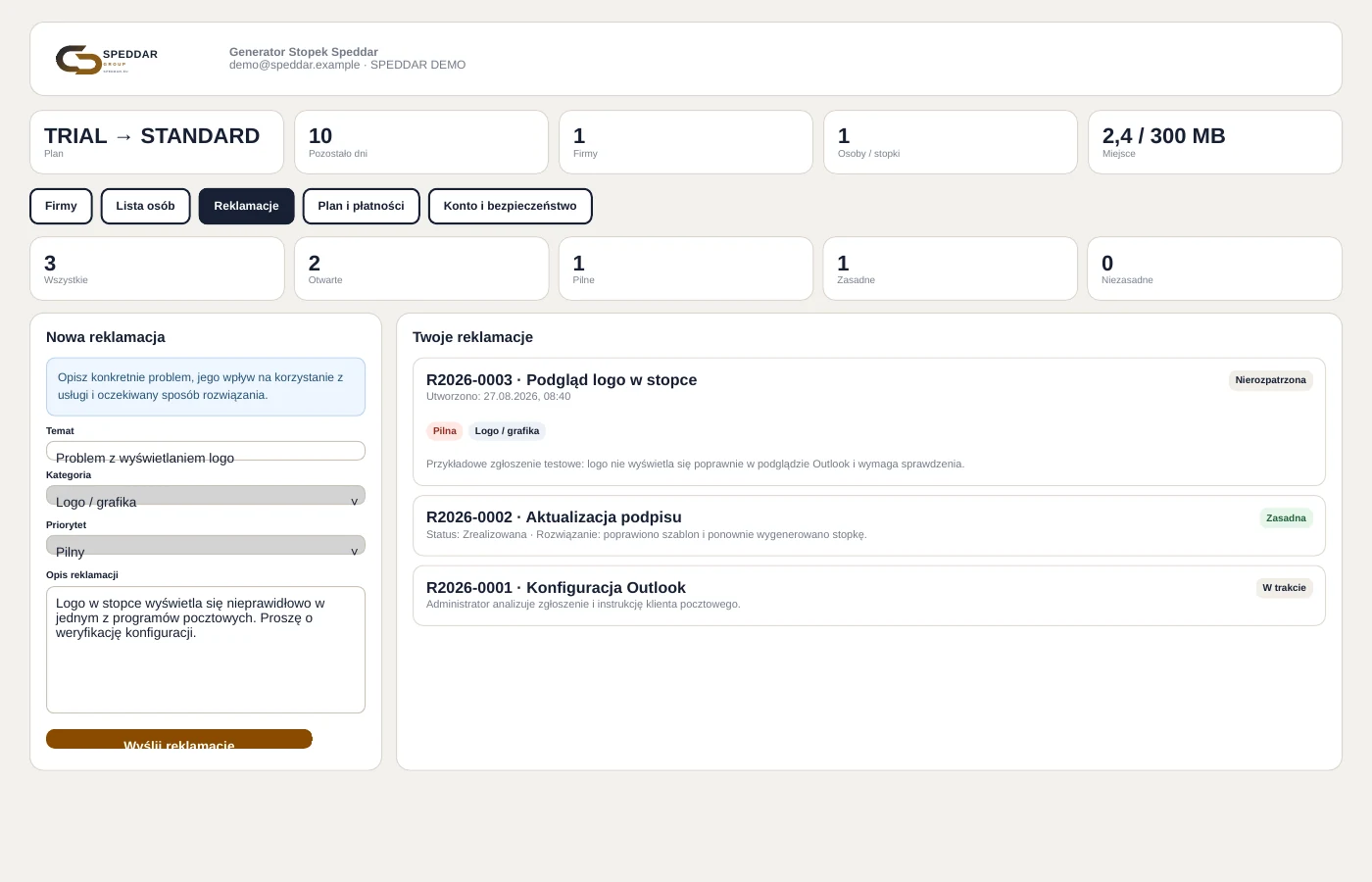 Customer dashboard